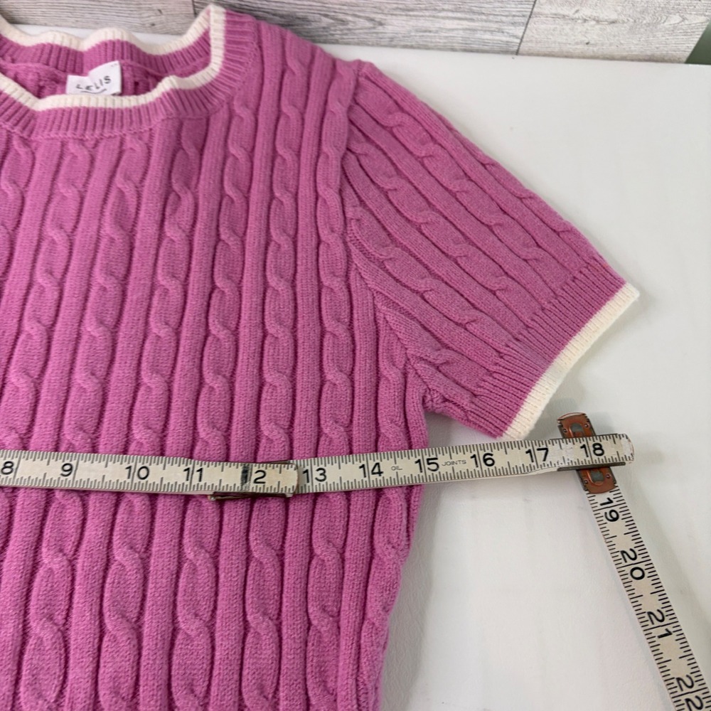 Lelis Collection Sweater Dress Women Size S Pink Cable Knit Mini Short Sleeve - Picture 5 of 7